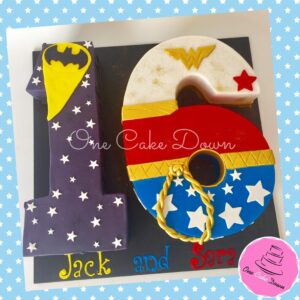 Batman Wonder Woman birthday cake