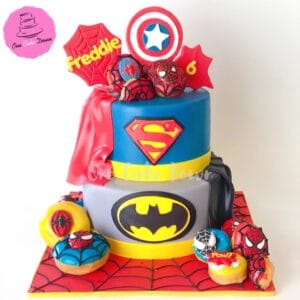 Superman Batman birthday cake